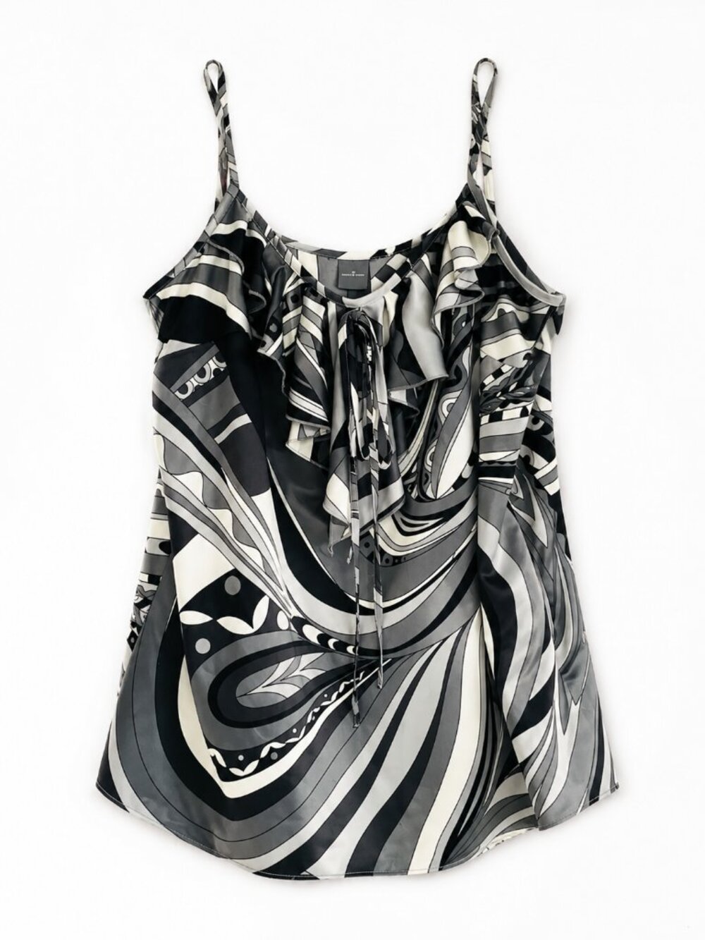 Ann Taylor Abstract Print Ruffle Neck Cami Size 4